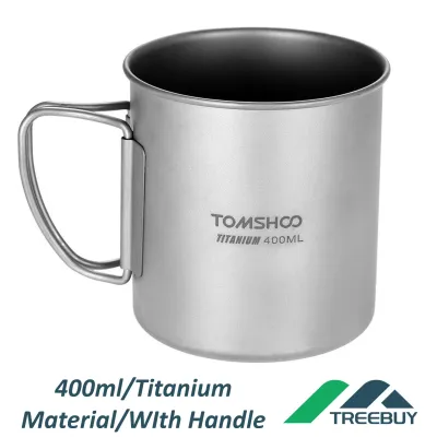 Tomshoo 400มิลลิลิตรไทเทเนียมถ้วยกลางแจ้งแบบพกพาตั้งแคมป์ปิกนิกน้ำถ้วยแก้วที่มีมือจับพับเก็บได้