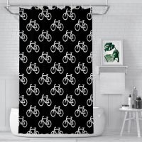 White Shower Curtains Bicycle Bike Cycling Waterproof Fabric FunnyBathroom Decor with Hooks Home Accessories