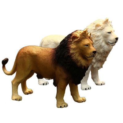 Childrens solid simulation animal models suit wildlife toys white African lion lion lion