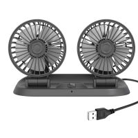 Dual Head Cooling Summer Mini 12V 24V USB Truck Electric Desktop Home Office 360 ​​Degree Rotating Cigarette Lighter 2 Speeds Car Fan