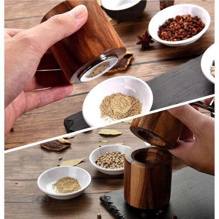 เครื่องบดพริกไทยด้วยมือและหม้อเกลือเครื่องบดมือ-acacia-wood-pepper-mill-set-spice-salt-pepper-grinder-ceramic-core-seasoning-bottle