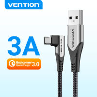 Vention micro usb Cable สายชาร์จเร็ว  3A  right angle 0.25/0.5/1/2meters Date Cable USB 2.0 A Male To Micro USB Male Nylon Date Wire For XiaoMi HuaWei Samsung VIVO old Android phone Micro USB Fast Charger Date Cable