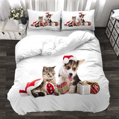 3D digital printing 23pc Animal cat pattern quilt cover pillowcase double bed set sheet cover quilt Soft Microfiber bedding set