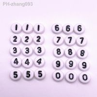 100pcs/lot 7x4mm 0-9 White Round Numbers Acrylic Loose Spacer Beads for Jewelry Making DIY Bracelet Accessories