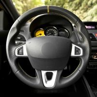 DIY Car Steering Wheel Cover Black Suede Yellow Marker For Renault Megane 3 (Coupe GT) RS 2010 2011 2012 2013 2014 2015 2016