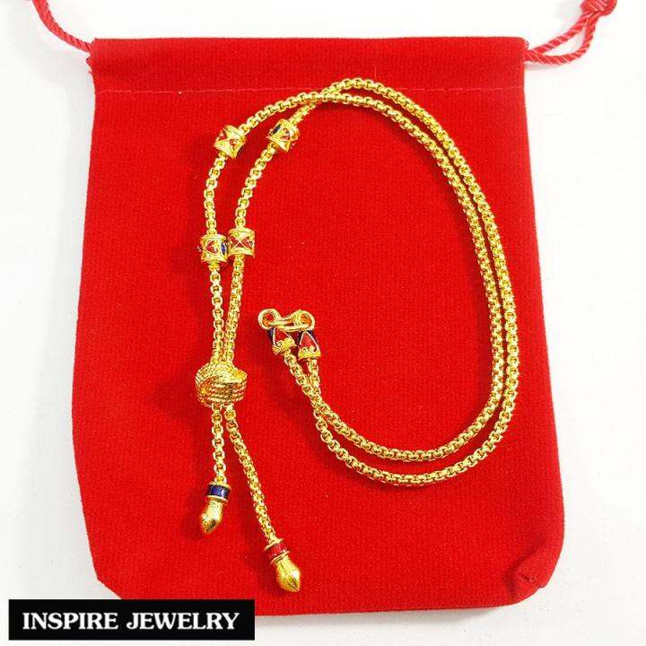 inspire-jewelry-สร้อยคอทองสังวาลย์-ลายบล็อก-ลงยาคุณภาพ-งาน-design-หุ้มทองแท้-100-สวยหรู-น้ำหนัก-1-บาท-18-นิ้ว-พร้อมถุงกำมะหยี่