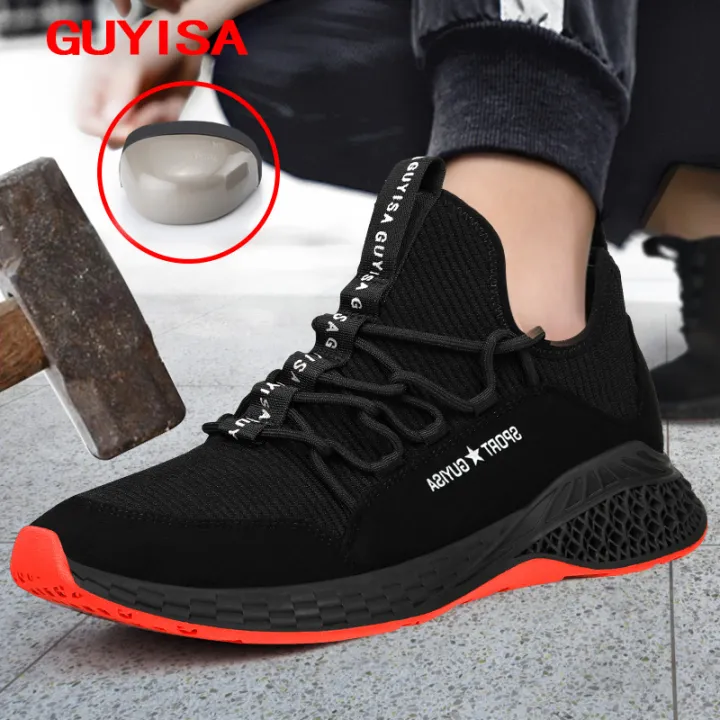 GUYISA Safety Shoes Men Sports Black Anti-smash Waterproof Antiskid Stab Proof Deodorant Wear-Resistant Boots