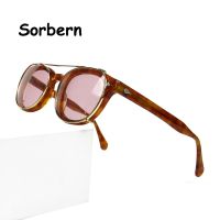 ﹍♙ Brand Designer Handmade Acetate Eyeglasses With Clip On Sunglasses Men Women Polarized Retro Round Optical Myopia Frames