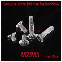 100pcs/lot M2/M3 Transparent Acrylic Flat Cross Recessed Countersunk Head Machine Screws Insulation Screw Length 4mm 25mm