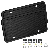 2 Pack Universal License Plate Frames Silicone License Plate Cover with 4 Drainage Holes, Rainproof, Anti-Rust