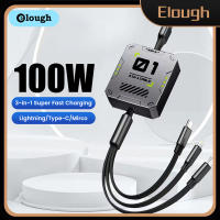 Elough 3 In 1สายข้อมูลชาร์จเร็วสุดๆ100W สำหรับ iPhone ไมโคร USB ประเภทสายเคเบิ้ล Type C สำหรับ Huawei OPPO VIVO Xiaomi Sumsung