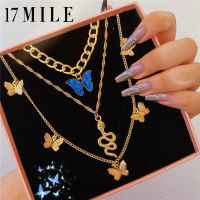 17MILE Bohemian Multilayer งูสร้อยคอผีเสื้อสำหรับแฟชั่นสำหรับผู้หญิงโซ่ทองคำฝังมุก Choker สร้อยคอของขวัญเครื่องประดับ