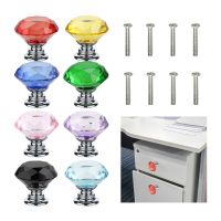 New 30mm Diamond Shape Design Colorful Crystal Glass Knobs Cupboard Drawer Pull Door Kitchen Cabinet Wardrobe Handles Hardware Door Hardware Locks