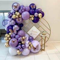 90Pcs Purple Ballon Garland Arch Kit Metallic Gold Purple Dark Light Latex Balloon Wedding Birthday Party Baby Shower Bridal Dec Balloons