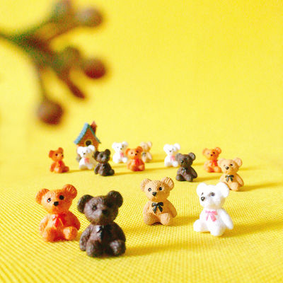 10Pcs/teddy bear/miniatures/lovely animals/fairy garden gnome/moss terrarium decor/crafts/bonsai/home decor/figurine/cake topper