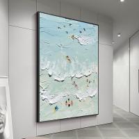 Mintura 100% Handpainted Sandy Beach Thick Landscape Oil Paintings On Canvas Wall Art Picture For Living Room Home Decor Unframe Wall Décor