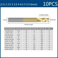 ดอกกัดเราเตอร์4ขลุ่ยขนาด1.5-13มม. ปลายเคลือบดีบุกสำหรับเครื่อง Cnc เครื่องตัดอลูมิเนียมเครื่องมือบดโลหะเครื่องตัดมิลลิ่ง Hss