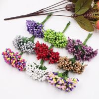 12pcs Berry Artificial Stamen Handmade Flower For Wedding Home Decor Pistil DIY Gift Box Scrapbooking Garland Craft Fake Flower