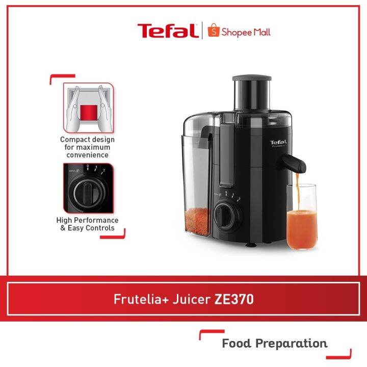 TEFAL Frutelia Juicer ZE370865 W/ Wide Feed Tube2 Speeds Pulse