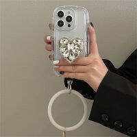 เคสโปร่งใสกันกระแทกแท่นวางเพชร Love สำหรับ Samsung S23 S22อัลตร้า S21พลัส A52 A72 A71 A51 A50 A32 A23 5กรัม