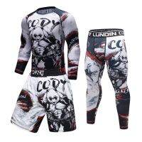 ชุดวอร์มสำหรับผู้ชาย MMA Rashguard Jiu ชุดเสื้อยืดชกมวยฟิตเนส BJJ Muay ไทยชุดออกกำลังกาย