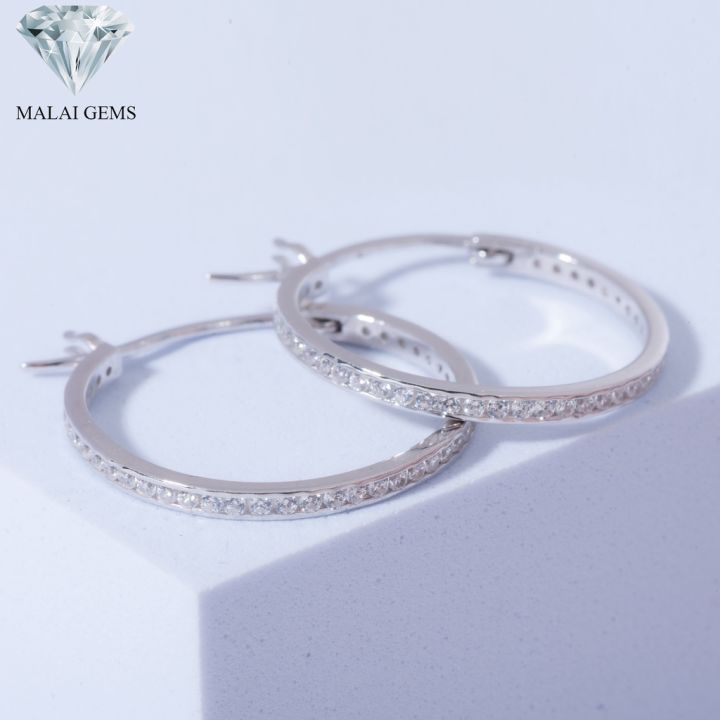 malai-gems-ต่างหูเพชร-เงินแท้-silver-925-เพชรสวิส-cz-เคลือบทองคำขาว-รุ่น-295-ek0013-22mm-แถมกล่อง-ต่างหูcz-ต่างหูเงินแ