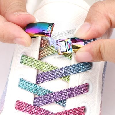 New Rainbow Lock Magnetic Shoelaces Elastic No tie Shoe laces Sneakers Shoelace Kids Adult Lazy Laces One Size Fits All Shoes