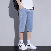 Spot Fast Shipping Xintang Denim Shorts MenS Model Wild Pants Trendy Cropped Elastic Loose Waist,