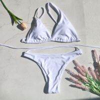 hotx 【cw】 bikinis set  swim new 2023 white swimwear wire free swimming women orange swimsuits hot low waist bikini