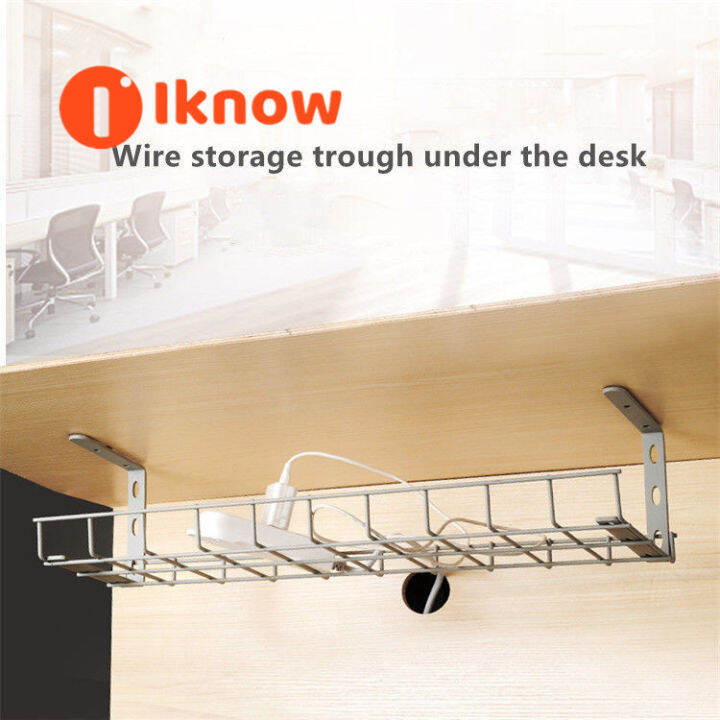 I know Under Desk Cable Management Tray Iron Space Saving Home Easy