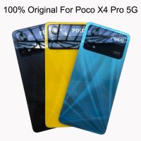 ต้นฉบับสำหรับ Xiaomi POCO X4 Pro 5กรัมกลับฝาครอบกระจกด้านหลังที่อยู่อาศัยประตูกรณีแผง X4Pro ที่มีกล้องเลนส์เปลี่ยน