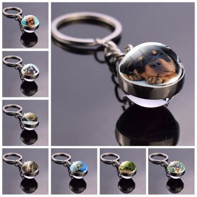 【CW】 German Shepherd Dog Jewelry Sided Glass Keychain Fashion Accessories