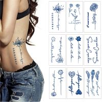 Semi-Permanent Juice Waterproof Temporary Tattoo Fake Sticker Flower Simple Line Words Heart Women Arm 15 day Long Lasting Totem