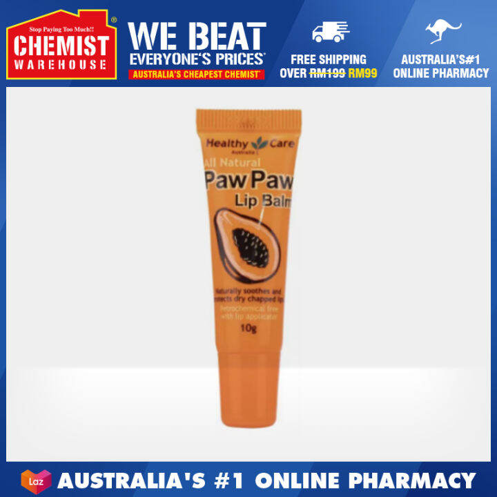 Healthy Care Paw Paw Lip Balm All Natural 10g Helps Relieve Dry Lips