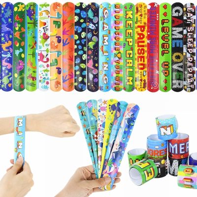 10pcs Ocean Party Slap Bracelets Cartoon Shark Dolphin Mermaid Game Printing Wristband Toys for Birthday Party Kids Favor Gifts