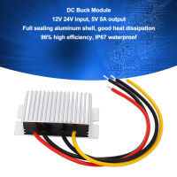 โมดูล DC Buck โมดูลการแปลงแรงดันไฟฟ้า IP67กันน้ำ12V 24V ถึง5V 5A สำหรับระบบรถยนต์