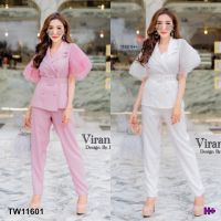 B11601 Set เสื้อแขนระบาย+กางเกงขายาว+เข็มขัด Set: ruffle sleeve top + pants + belt