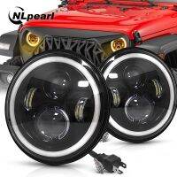 NLpearl LED HeadLight Bulbs 7inch Round Motorcycle LED HeadLamp Angle Eyes 12V 24V Turn Signal for Lada Niva Urban Offroad 4x4 Bulbs  LEDs  HIDs