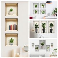 PVC Waterproof Home Decoration Livingroom Bedroom Creative Plants Potted Wall Stickers 3D Decal Greenery Bonsai Wall Stickers  Decals