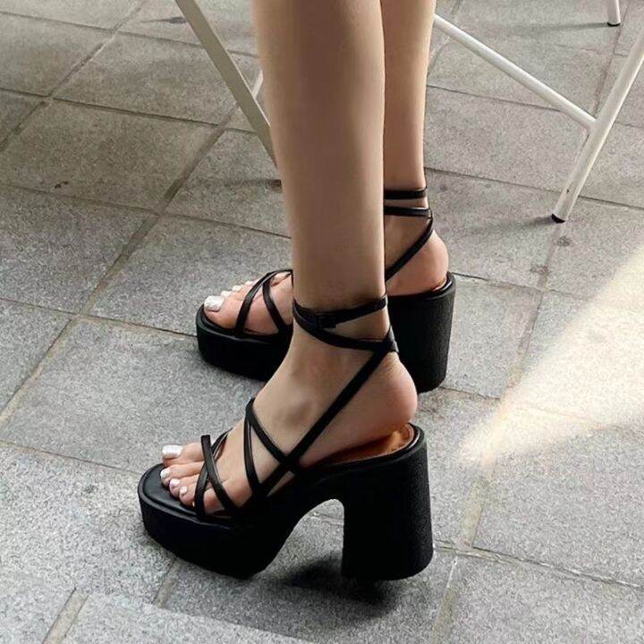 high heel chunky sandals