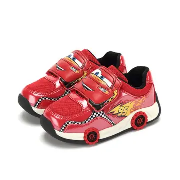 Amazon.com | Disney Cars Boy's Lighted Athletic Sneaker Lightning McQueen  Light Up Shoes Children W/Adjustable Strap (Little Kid), Black/Red/Silver,  Size 12 | Running