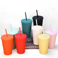 16Oz Matte Tumbler Acrylic Plastic Pastel Cup With Straw Lid Double Wall Insulation Water Cup For Bachelorette Party Gift