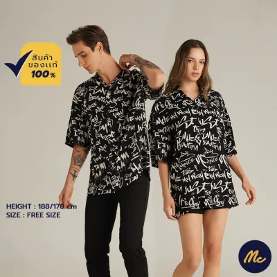 Mc Jeans เสื้อเชิ้ตพิมพ์ลาย Unisex สีดำ MSSZ161 Graffiti Collection