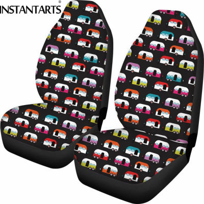INSTANTARTS Hippie School Bus Printed Auto Intorior Decor Sheet Automotive Seat Mandala Printing Washable Front Car Seat Covers