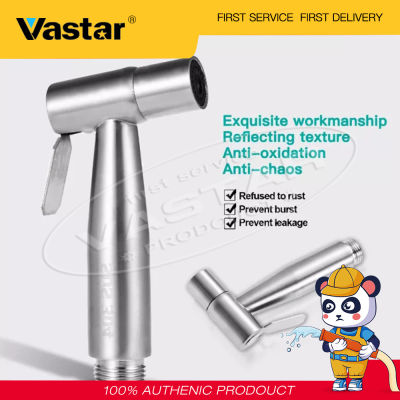 Vastar ห้องน้ำโถพ่นมือถือโถพ่น 304 สแตนเลสโถพ่นสำหรับห้องน้ำห้องน้ำมือถือฝักบัวอาบน้ำสเปรย์น้ำ (พ่นก๊อกน้ำ + 1.5 เมตรท่อยืด + ผู้ถือ + เทปกันน้ำ + T-อะแดปเตอร์)