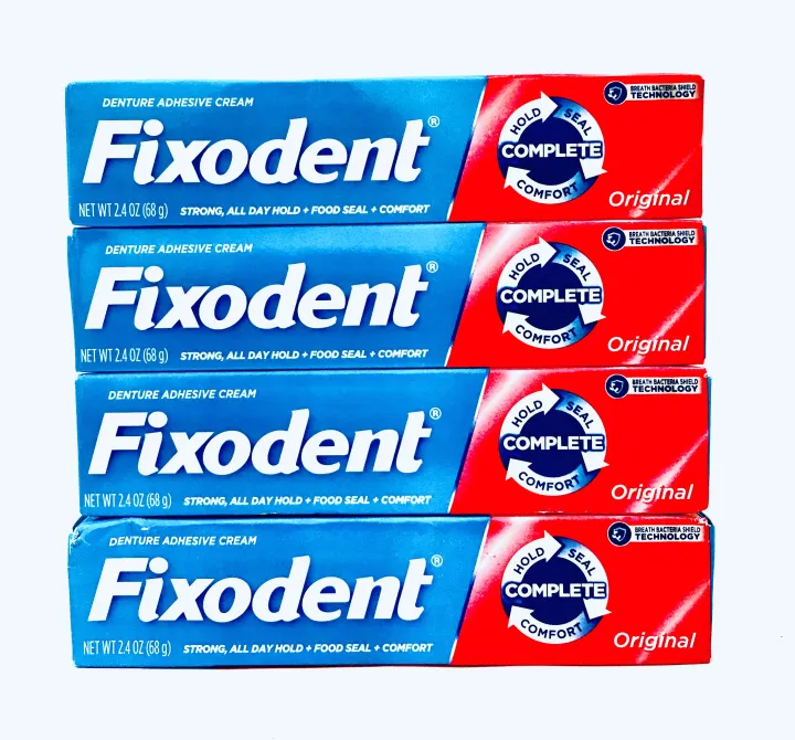 Fixodent Denture Adhesive Cream Original 2.4 oz each (Pack of 4) New