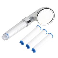 1 Set Negative Ions Bathroom Handheld Water Saving Shower Head Set with 3 Filters High Pressure Shower Head Portable Hand Shower