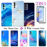 เคสซิลิโคนเพ้นท์สีเคสนิ่มใส่โทรศัพท์4G Y75 S10E V23E VIVO แบบ2 IN 1พร้อมฟิล์มกันรอยกันกระแทกโค้งปกป้องหน้าจอเซรามิก