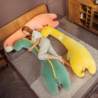 Cartoon Plush Animal Long Pillow Stuffed Dinosaur&amp;Giraffe&amp;Goose&amp;Flamingo Plush Toy Doll Boyfriend Pillow Children Birthday Gift