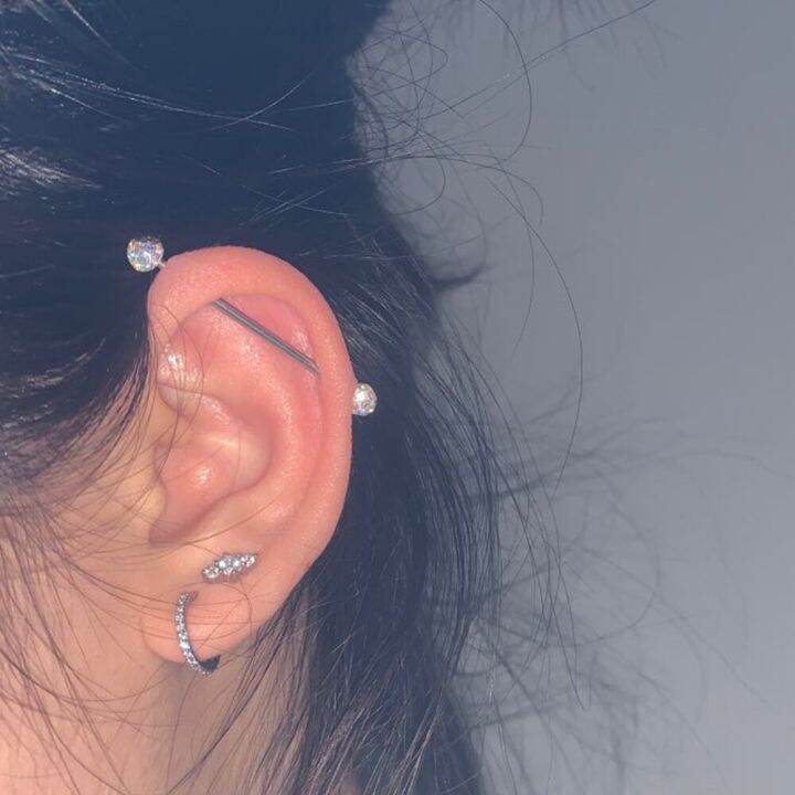 1ชิ้นเฟอริโดอิพอกซีคริสตัลเกลียวหูกระดูกอ่อน-tragus-labret-ต่างหูแบบมีแท่งตรงปลายในระดับอุตสาหกรรมเครื่องประดับแบบเจาะของร่างกาย